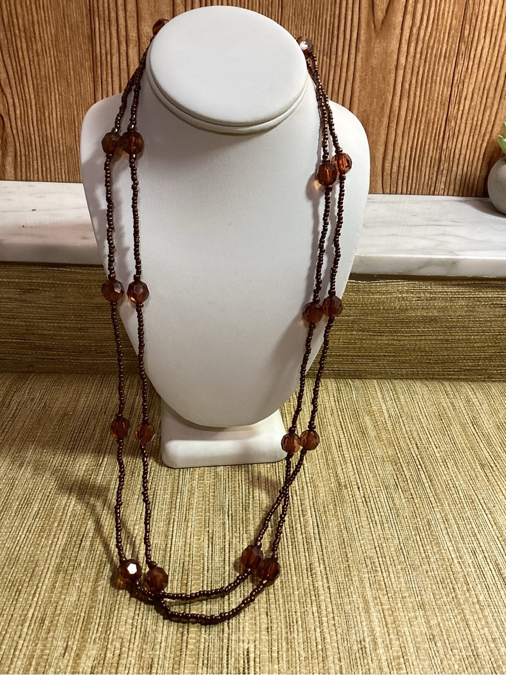 Brown Beaded Long Necklace - Women Jewelry